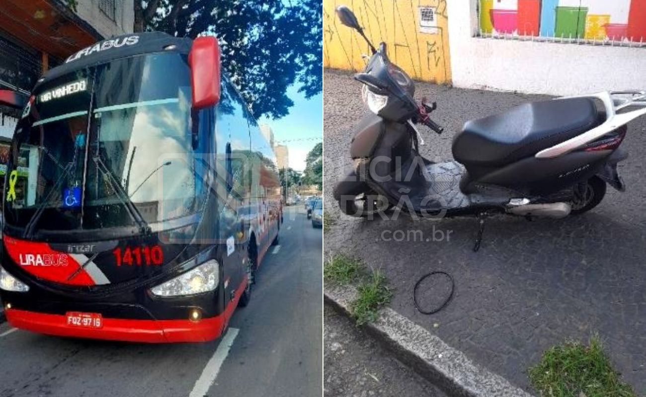 Motociclista sofre acidente ao tentar ultrapassagem pela faixa de ônibus