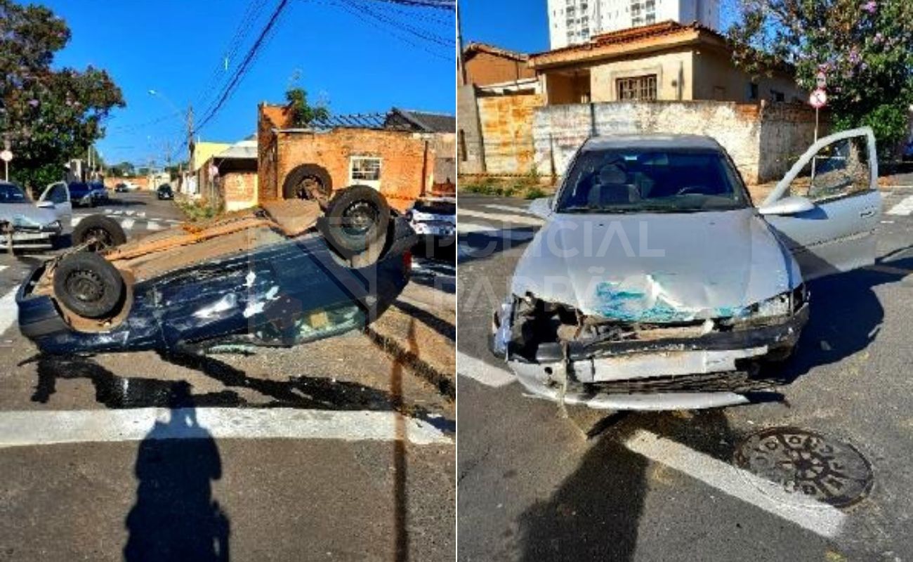 Motorista desrespeita sinalização e sofre acidente com capotamento em Campinas