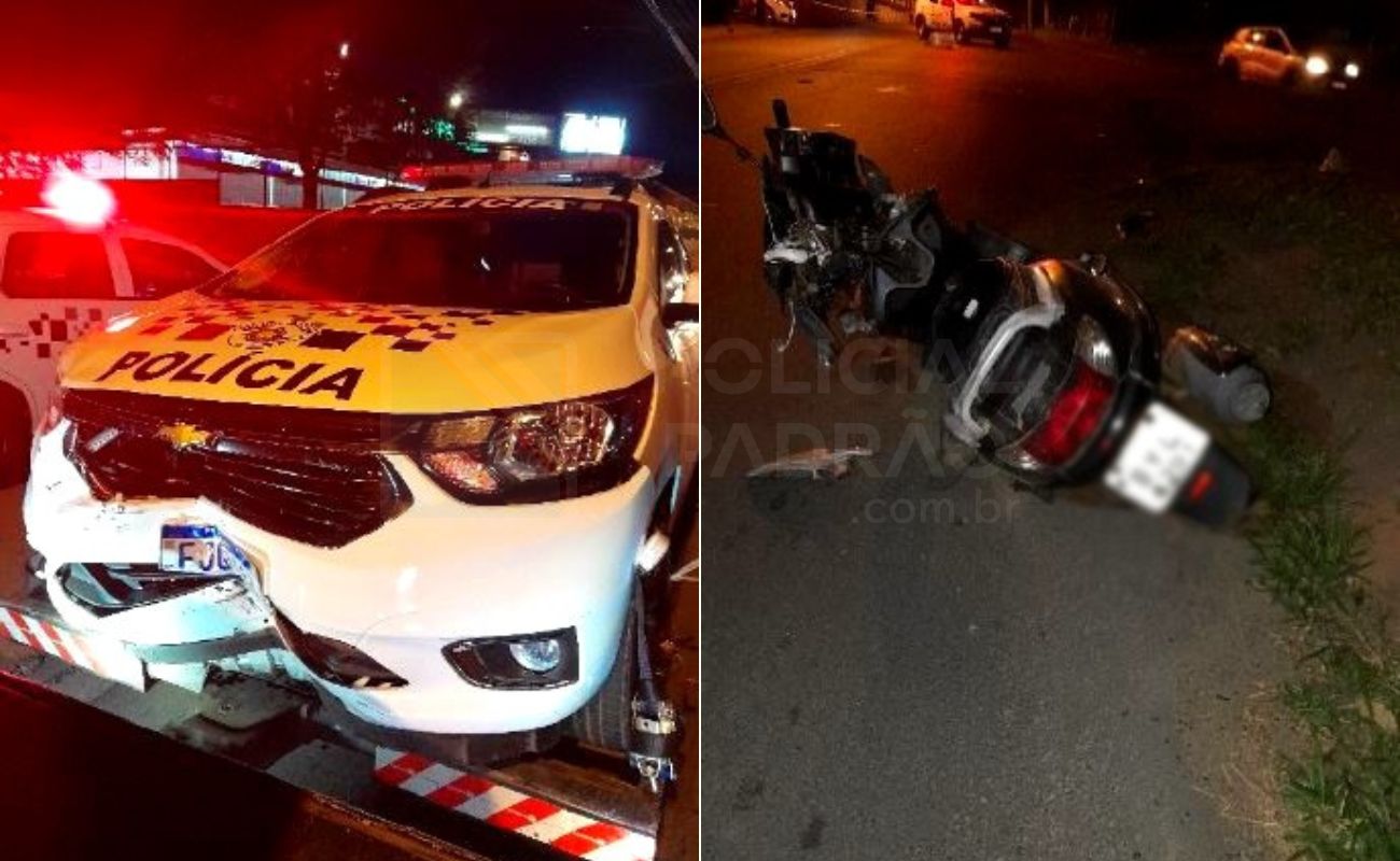 Viatura da PM atinge motociclista durante perseguição a carro roubado em Campinas