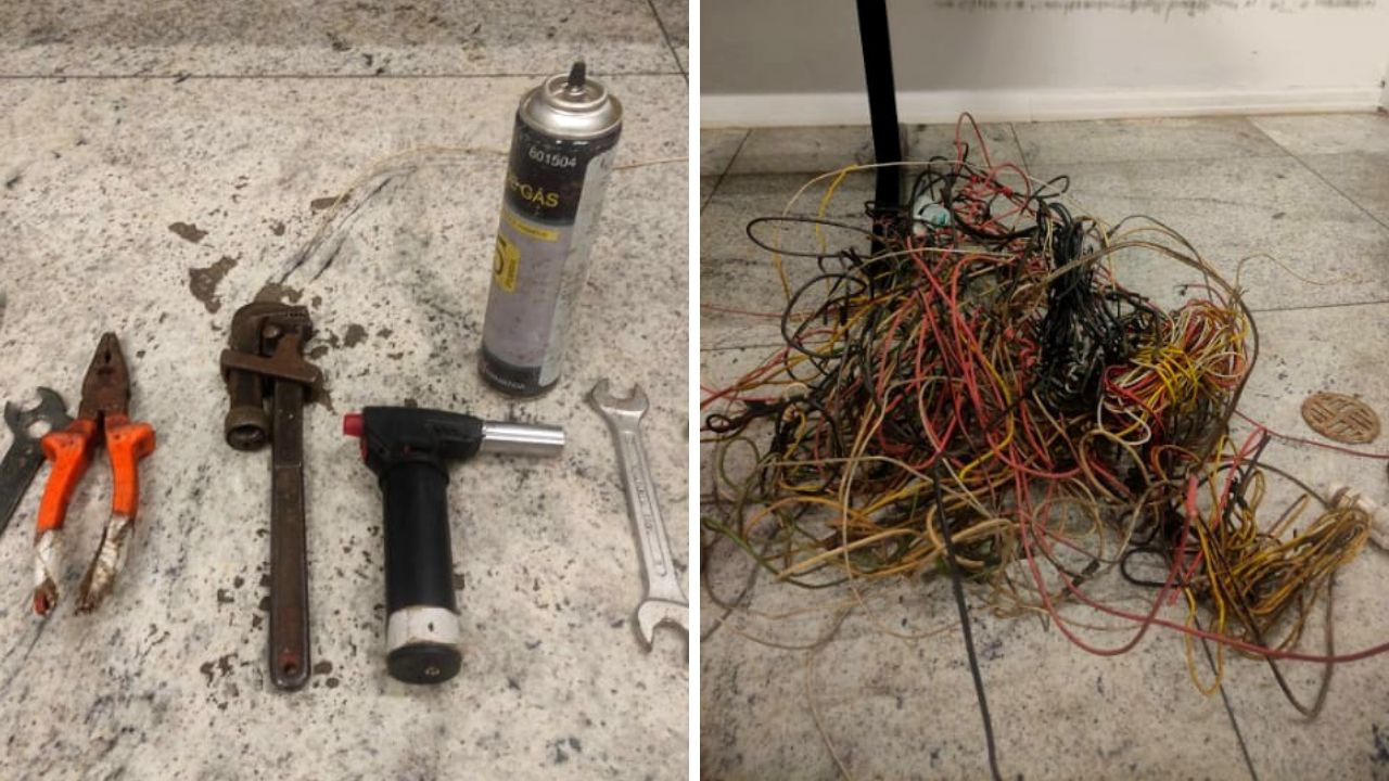 Ladrão é detido em flagrante com cerca de 5kg de fios furtados