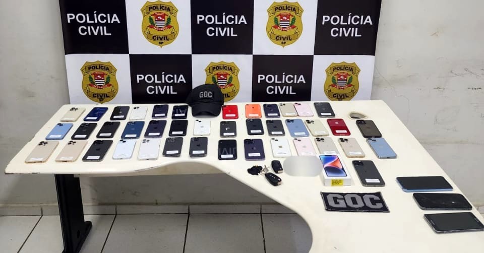 Polícia Civil prende quadrilha e recupera 39 celulares iPhones em Paulínia