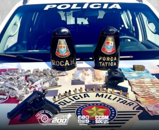 PM prende homem por tráfico de drogas e porte ilegal de arma de fogo em Rio Claro