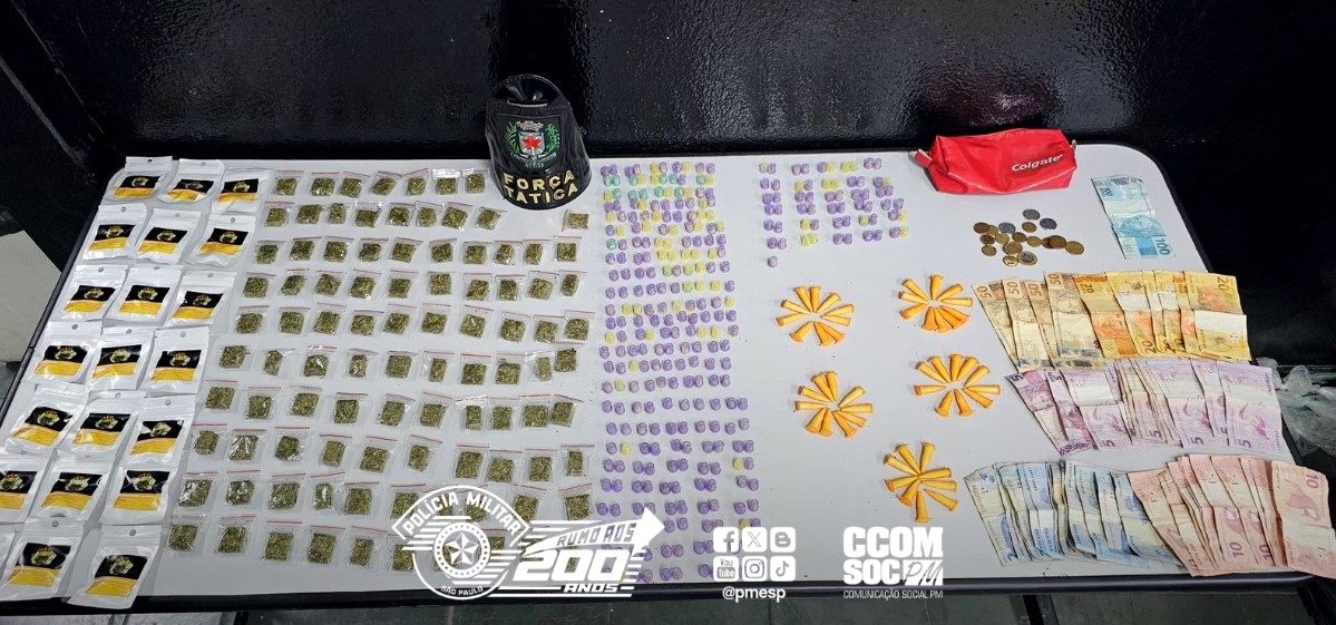 PM prende dupla com 477 porções de drogas em Campinas