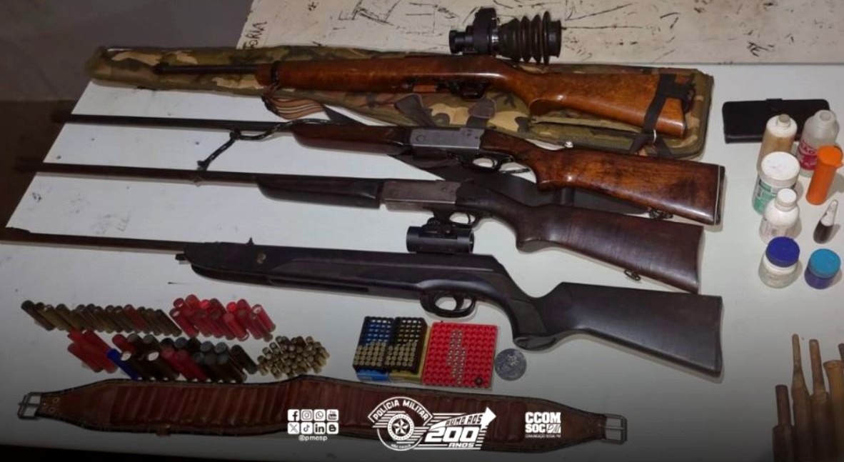 PM prende homem por posse ilegal de armas e munições em Campos Novos Paulista