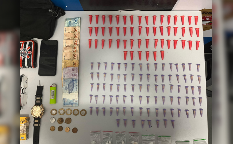 Homem é preso por tráfico de drogas em Campinas (Foto: 47º BPM/I)