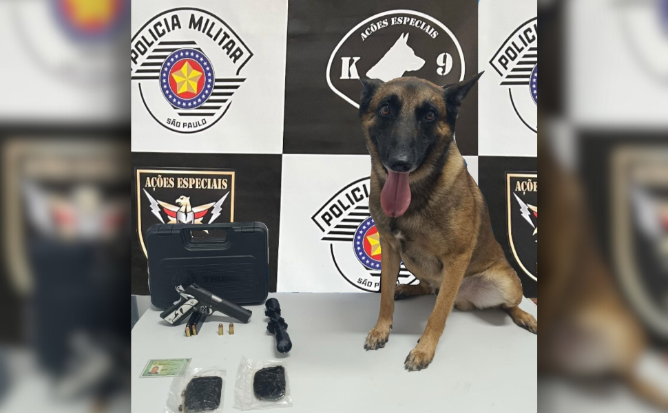 BAEP prende mulher e apreende arma de fogo e drogas em Campinas (Foto: 1º BAEP)