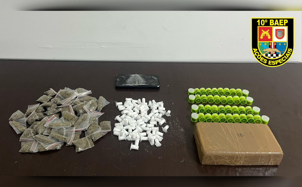 Integrante do PCC é preso com drogas em Piracicaba (Foto: 10º BAEP)