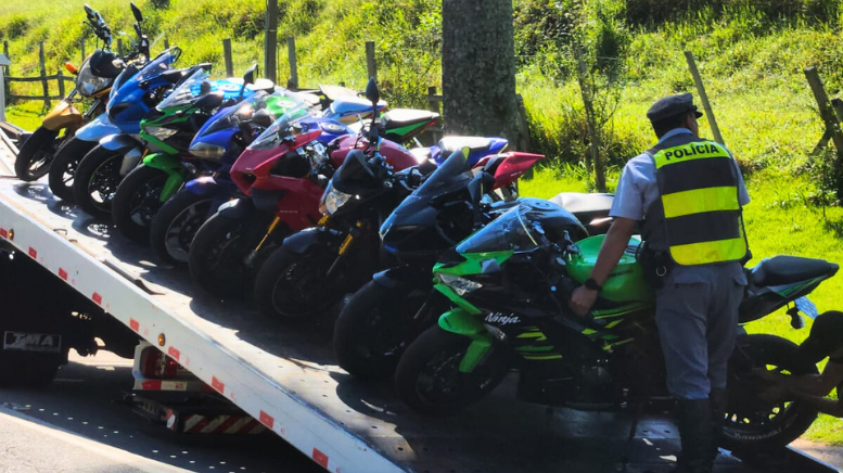 Polícia Rodoviária apreende nove motos durante operação em Morungaba (Foto: 4º BPRv)