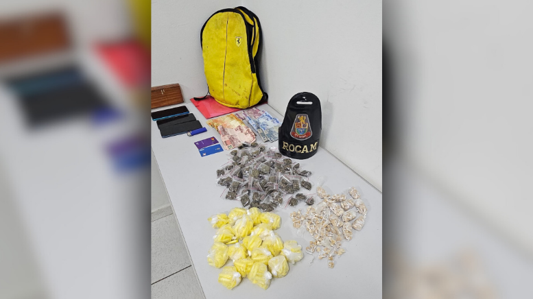 ROCAM prende homem com drogas e dinheiro em Rio Claro (Foto: 37º BPM/I)
