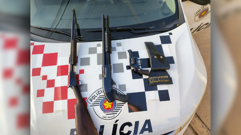 Homem é preso por posse ilegal e disparo de arma de fogo em Itirapina (Foto: 37º BPM/I)