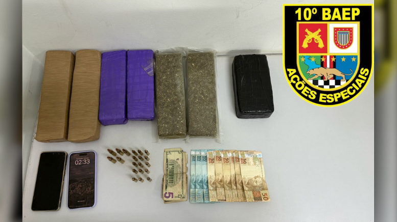 BAEP prende trio com drogas e munições na Rodovia Wilson Finardi, em Rio Claro (Foto: 10º BAEP)