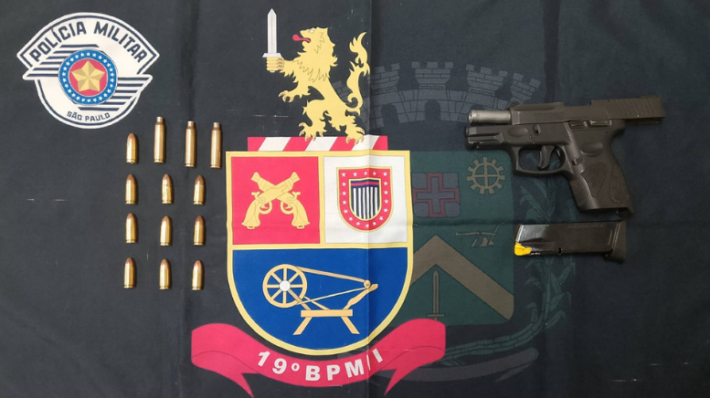 Homem é preso por porte ilegal de arma de fogo em Santa Bárbara d’Oeste (Foto: 19º BPM/I)