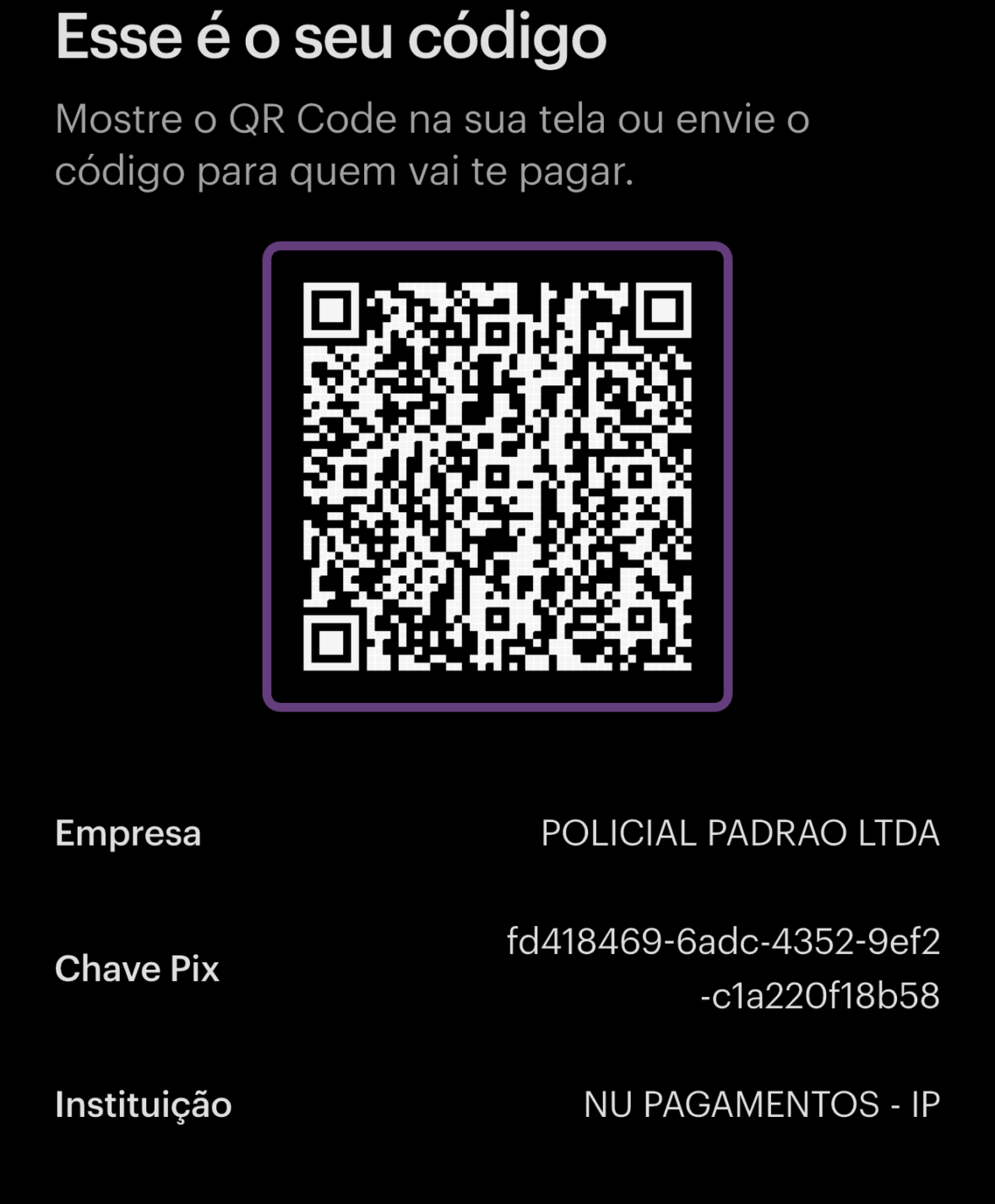 QR Code para doação via Pix