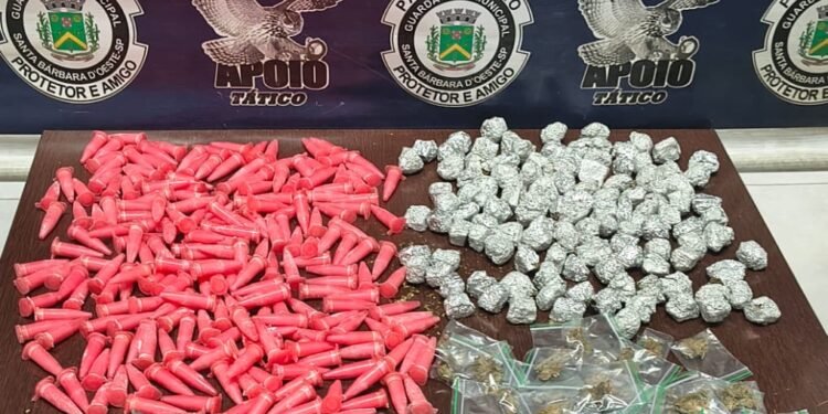 Guarda Civil Municipal de Santa Bárbara d’Oeste apreende drogas em operação de combate ao tráfico de drogas no bairro Santa Fé.