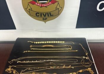 Policiais civis da DIG de Americana durante operação “quinta-feira da diarista”, que resultou na prisão de uma diarista suspeita de furtar joias em condomínio de alto padrão no bairro Nossa Senhora de Fátima, em Americana (SP).