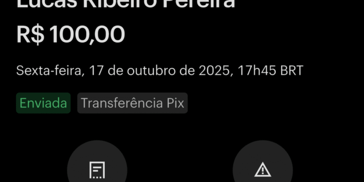 Tela de aplicativo bancário mostrando o botão de contestação do Pix usado para denunciar transações fraudulentas