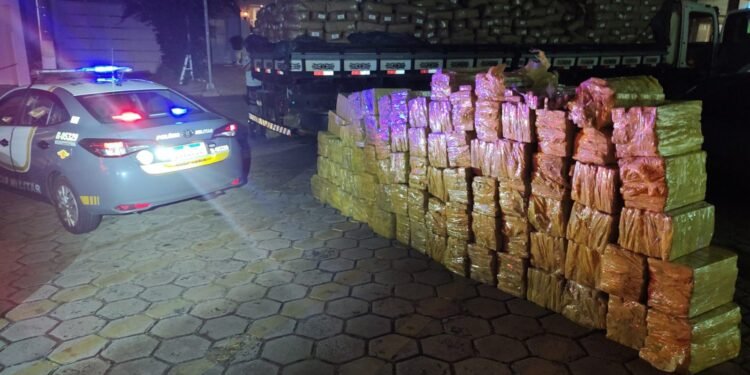 Polícia Militar Rodoviária apreende quase duas toneladas de maconha escondidas em carga de tapioca em Avaré.