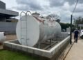 Tanque de óleo diesel irregular apreendido durante a Operação Octano em Sumaré (SP).