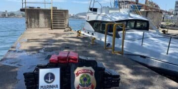 Polícia Federal apreende 100 kg de cocaína escondidos na parte submersa de navio no Porto de Santos