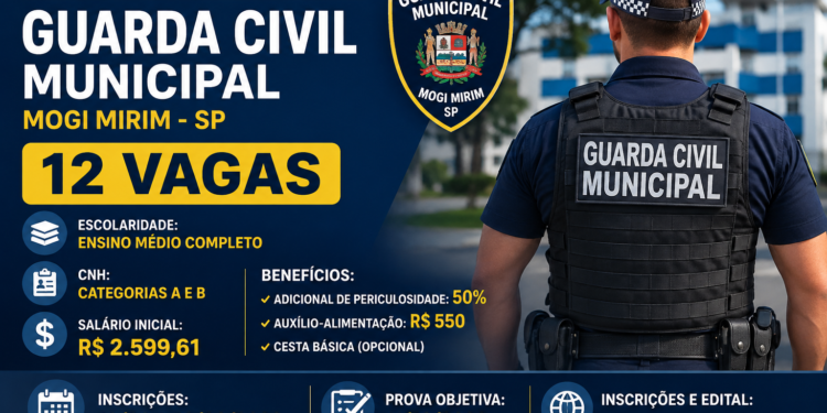 concurso público para Guarda Civil Municipal de Mogi Mirim — #PraCegoVer: imagem relacionada à Guarda Civil Municipal e à abertura de concurso para contratação de novos agentes.