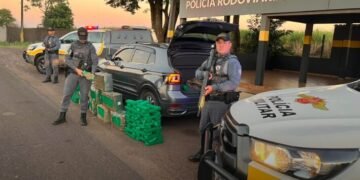 traficante com quase 247 kg de drogas #PraCegoVer veículo roubado
