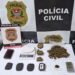 prisão por tráfico de drogas em Votuporanga - #PraCegoVer: imagem relacionada à ação da Polícia Civil que resultou na apreensão de drogas, balanças de precisão e aparelho celular durante investigação da DISE.