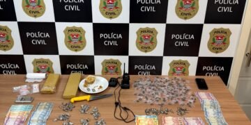 Tráfico de drogas em Piracicaba: #PraCegoVer – Drogas, dinheiro e materiais apreendidos pela Polícia Civil durante operação realizada em dois condomínios.