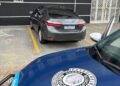 Corolla com motor de veículo furtado - #PraCegoVer: imagem mostra Toyota Corolla localizado pela Guarda Municipal durante ocorrência que terminou com a apreensão do veículo para investigação.