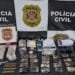 DISE prende traficante em Votuporanga — #PraCegoVer: imagem relacionada à ação da Polícia Civil que resultou na apreensão de drogas, arma, munições, balanças, dinheiro e celulares.