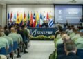 curso internacional de segurança viária com 63 policiais estrangeiros. #PraCegoVer policiais estrangeiros participando do curso