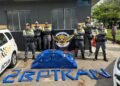 BPTran e FICCO prendem traficantes com 726 kg de maconha #PraCegoVer grande quantidade de tabletes de maconha apreendida durante operação policial conjunta em São Paulo