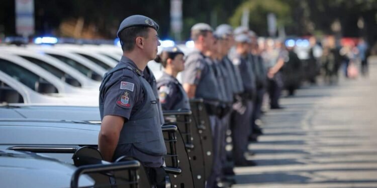 reforço de 289 policiais em Santos #PraCegoVer